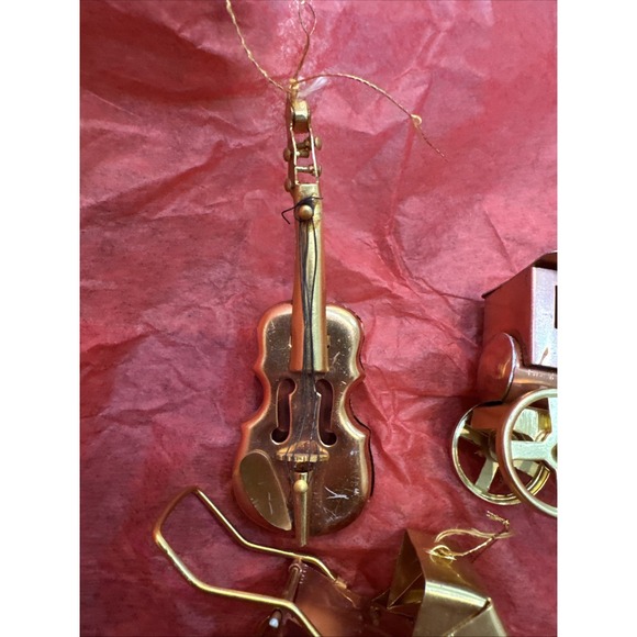 Train Instrument Stroller Gold Lot Christmas Ornament Holiday Decoration‎ - Picture 2 of 6